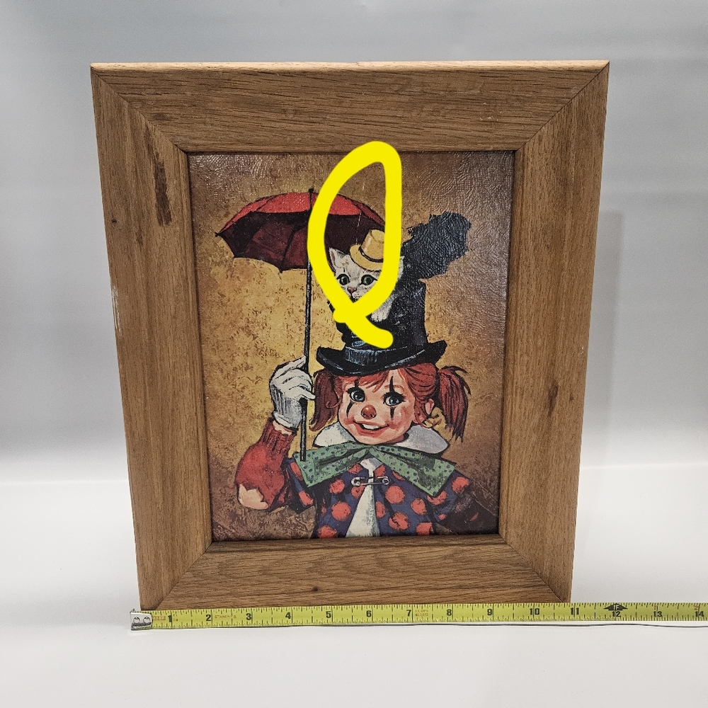 Child Clown With Cat by Beverly Edwards Vintage 1960s Framed Print Umbrella - Picture 6 of 6